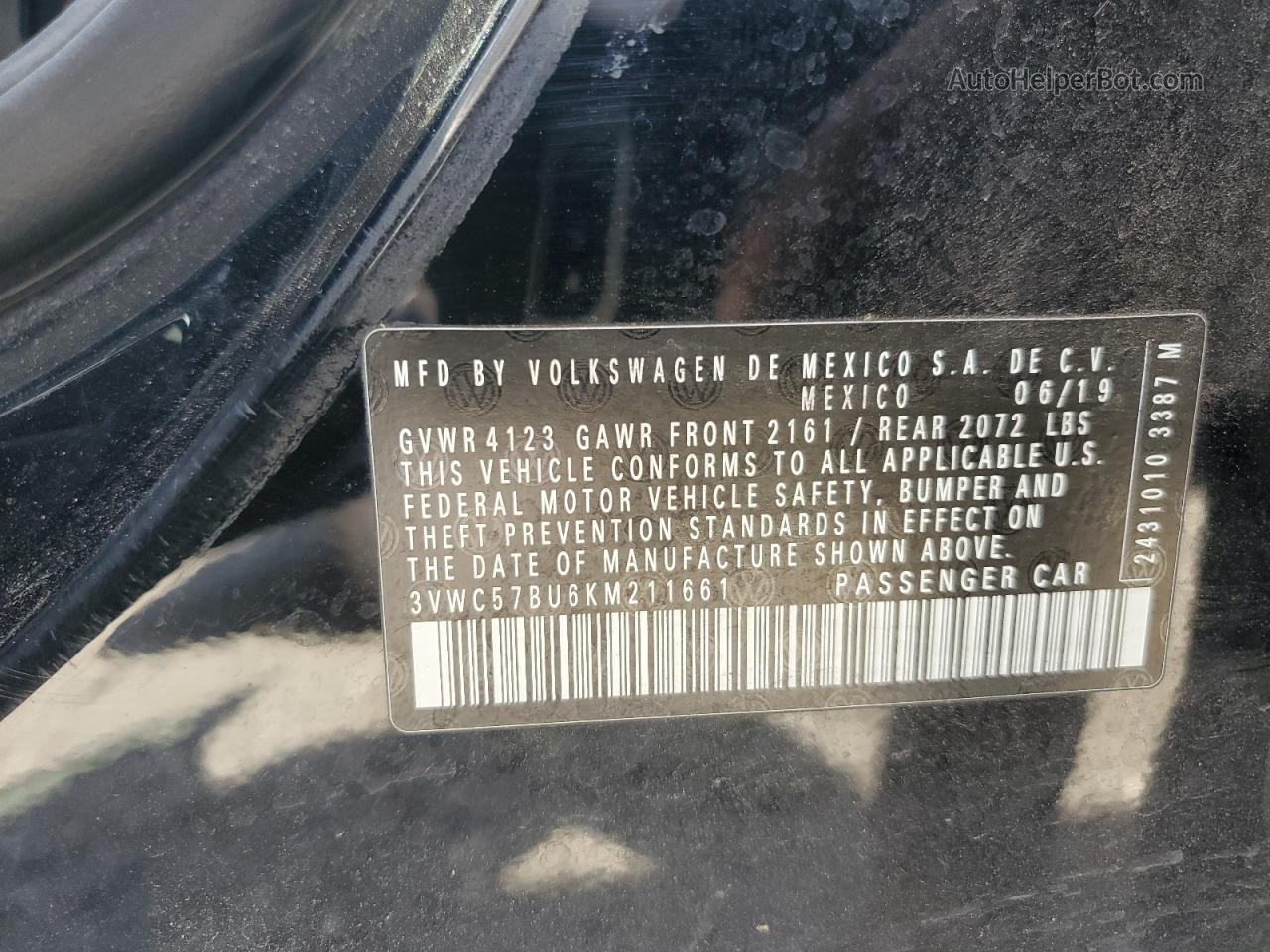 2019 Volkswagen Jetta S Black vin: 3VWC57BU6KM211661