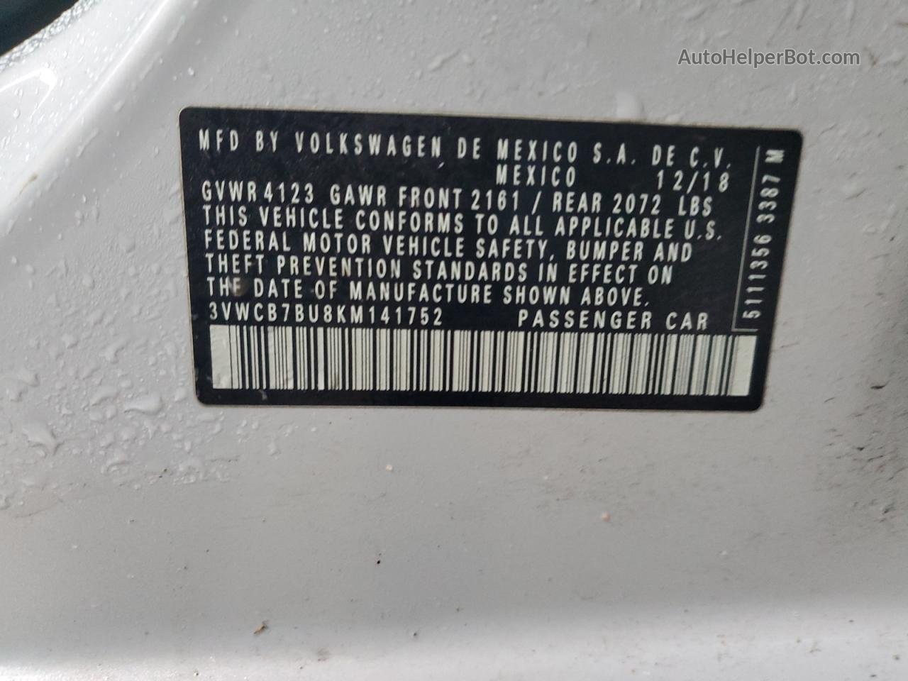 2019 Volkswagen Jetta S Серый vin: 3VWCB7BU8KM141752