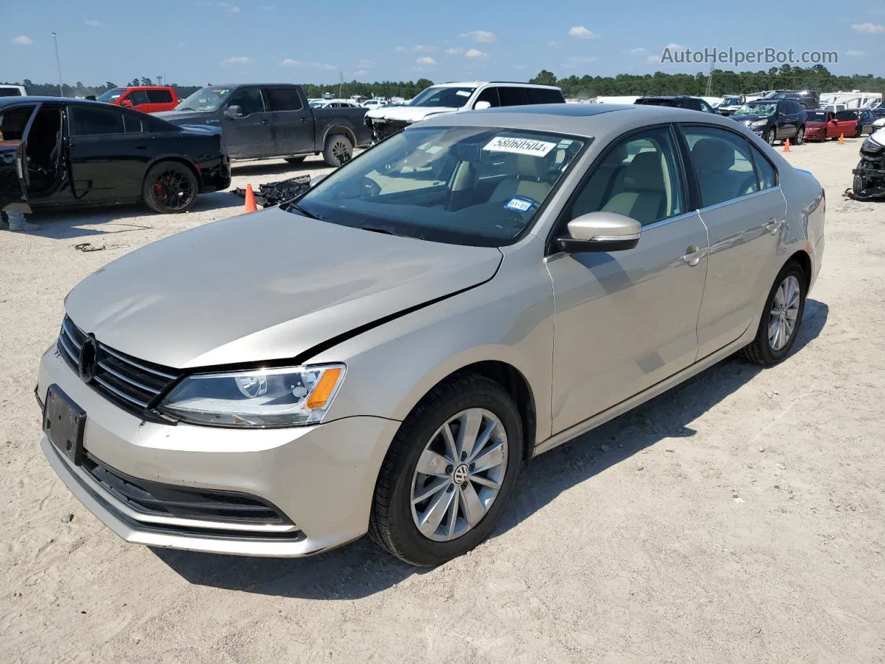 2015 Volkswagen Jetta Se Beige vin: 3VWD07AJ3FM231429