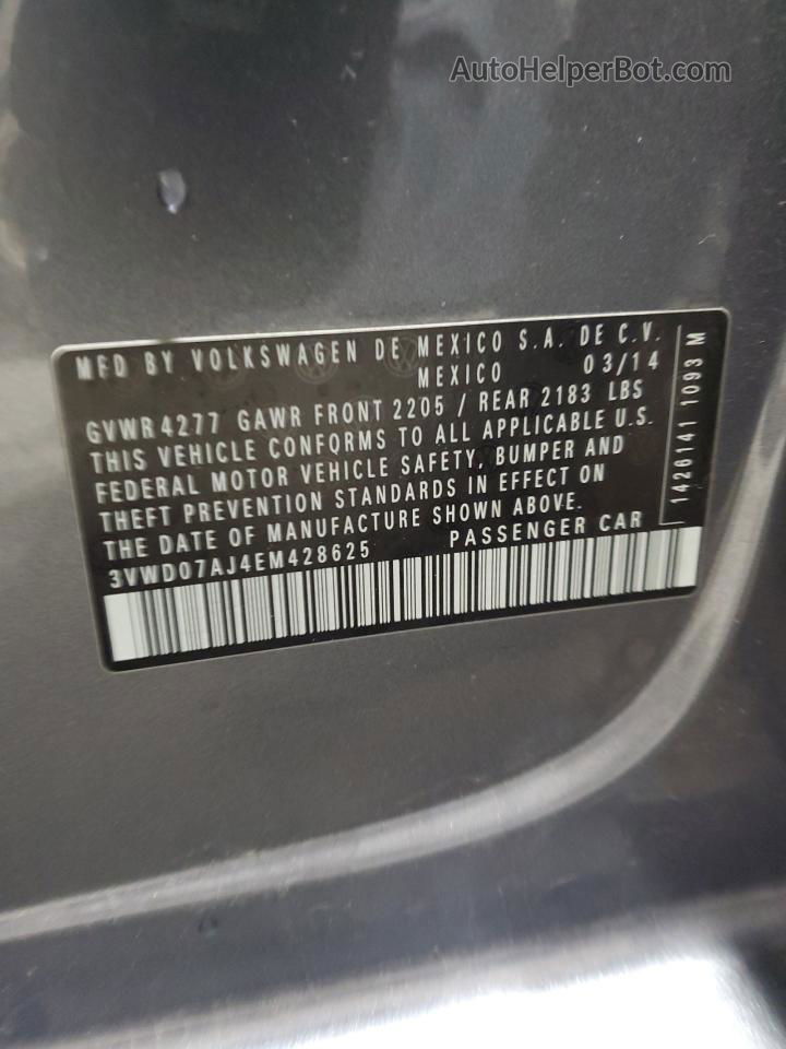 2014 Volkswagen Jetta Se Серый vin: 3VWD07AJ4EM428625