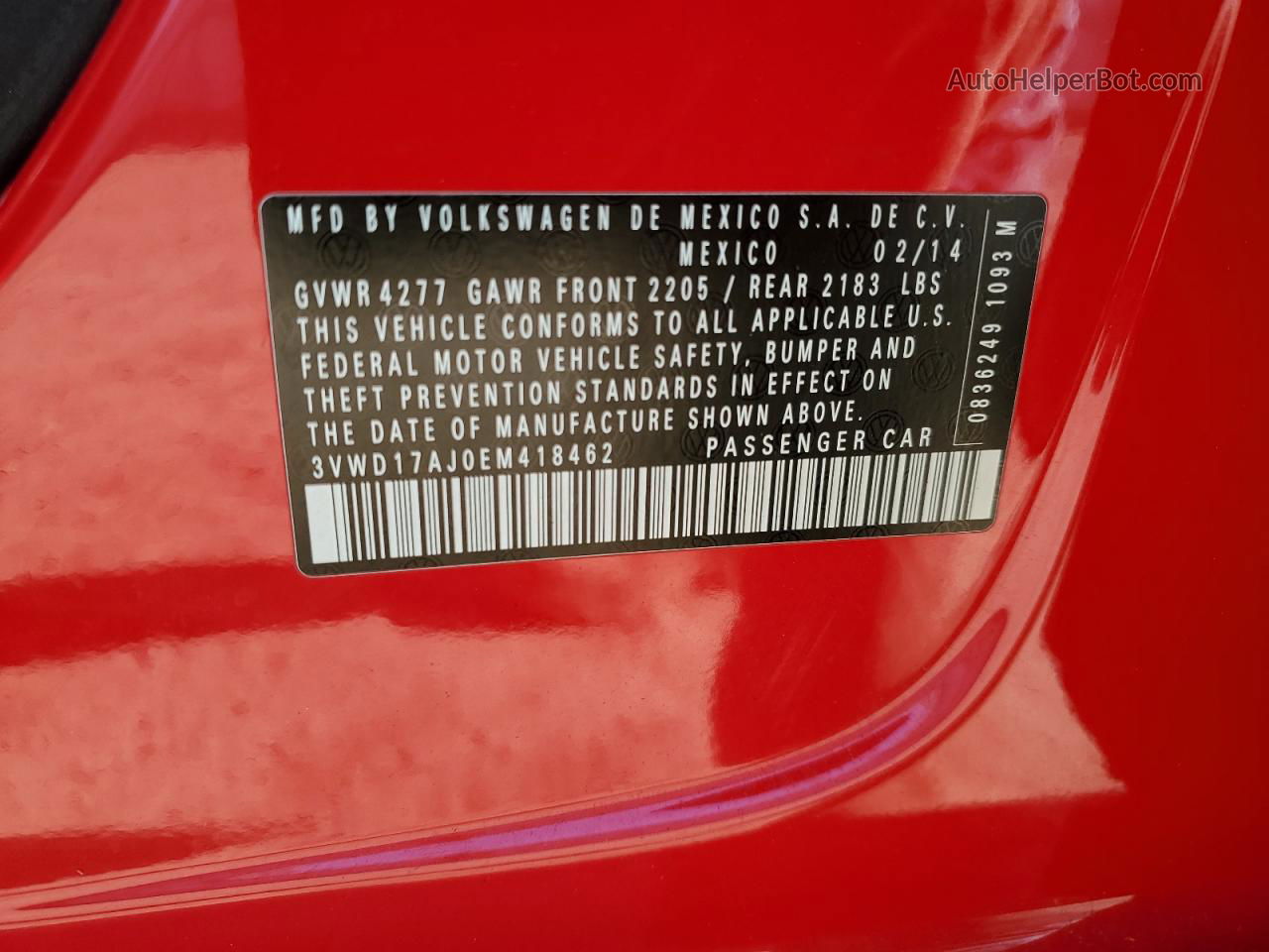 2014 Volkswagen Jetta Se Red vin: 3VWD17AJ0EM418462