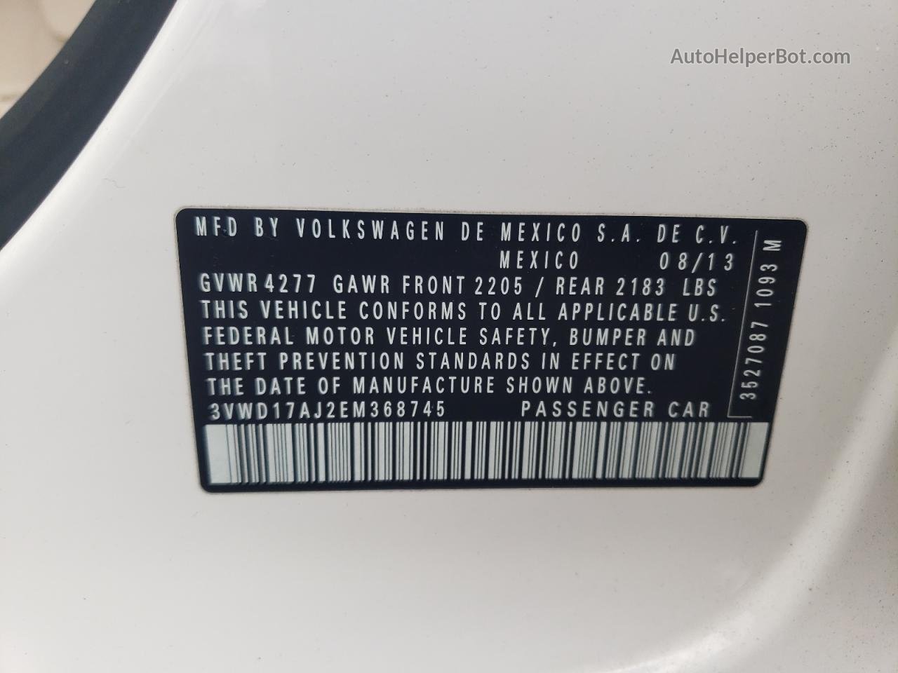 2014 Volkswagen Jetta Se Белый vin: 3VWD17AJ2EM368745