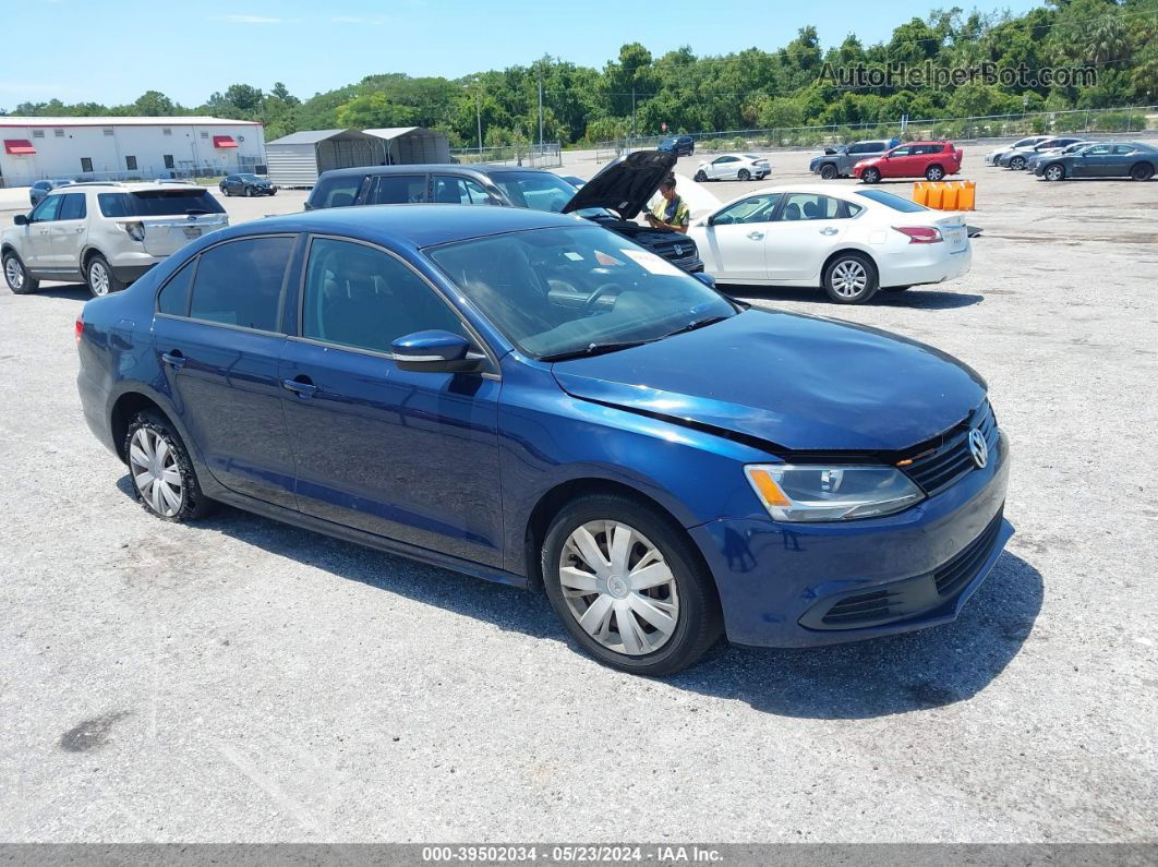 2014 Volkswagen Jetta 1.8t Se Blue vin: 3VWD17AJ2EM395413