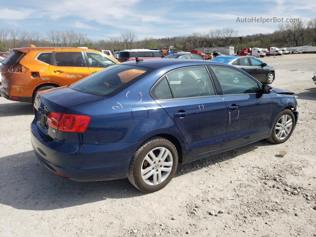 2014 Volkswagen Jetta Se Blue vin: 3VWD17AJ2EM400982