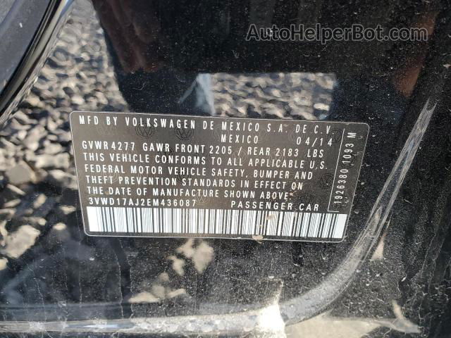 2014 Volkswagen Jetta Se Black vin: 3VWD17AJ2EM436087