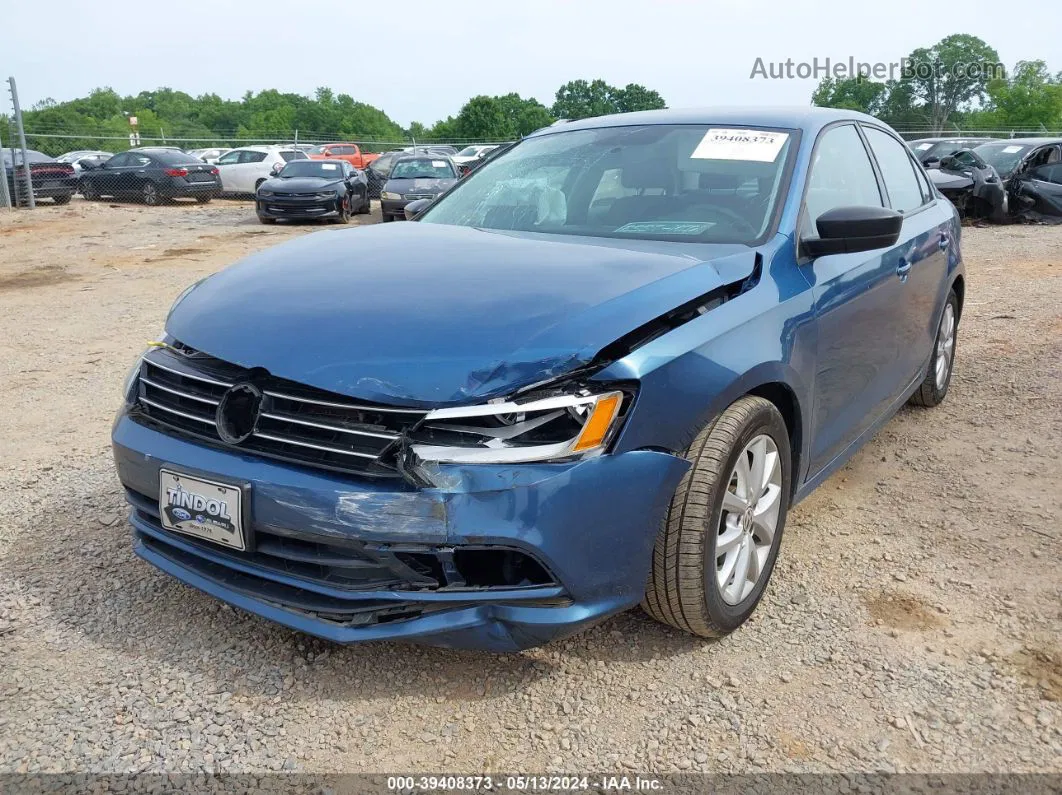 2015 Volkswagen Jetta 1.8t Se Blue vin: 3VWD17AJ2FM315657