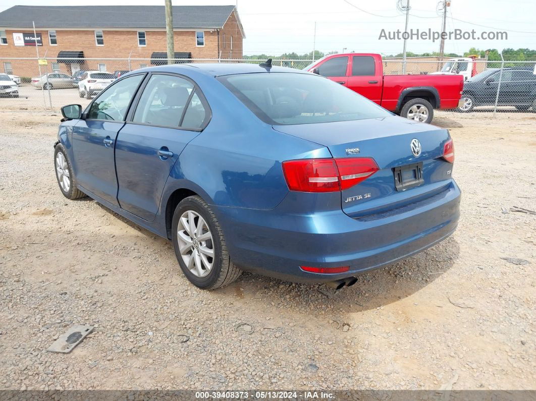 2015 Volkswagen Jetta 1.8t Se Blue vin: 3VWD17AJ2FM315657