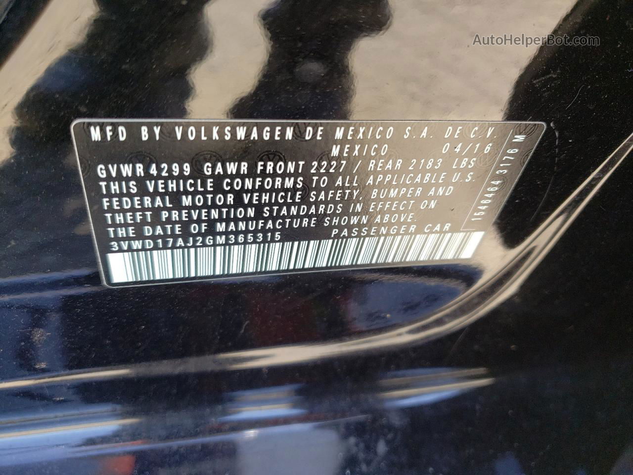 2016 Volkswagen Jetta Sport Black vin: 3VWD17AJ2GM365315