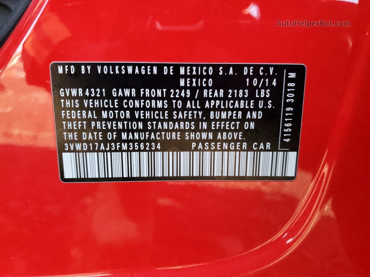 2015 Volkswagen Jetta Se Red vin: 3VWD17AJ3FM356234