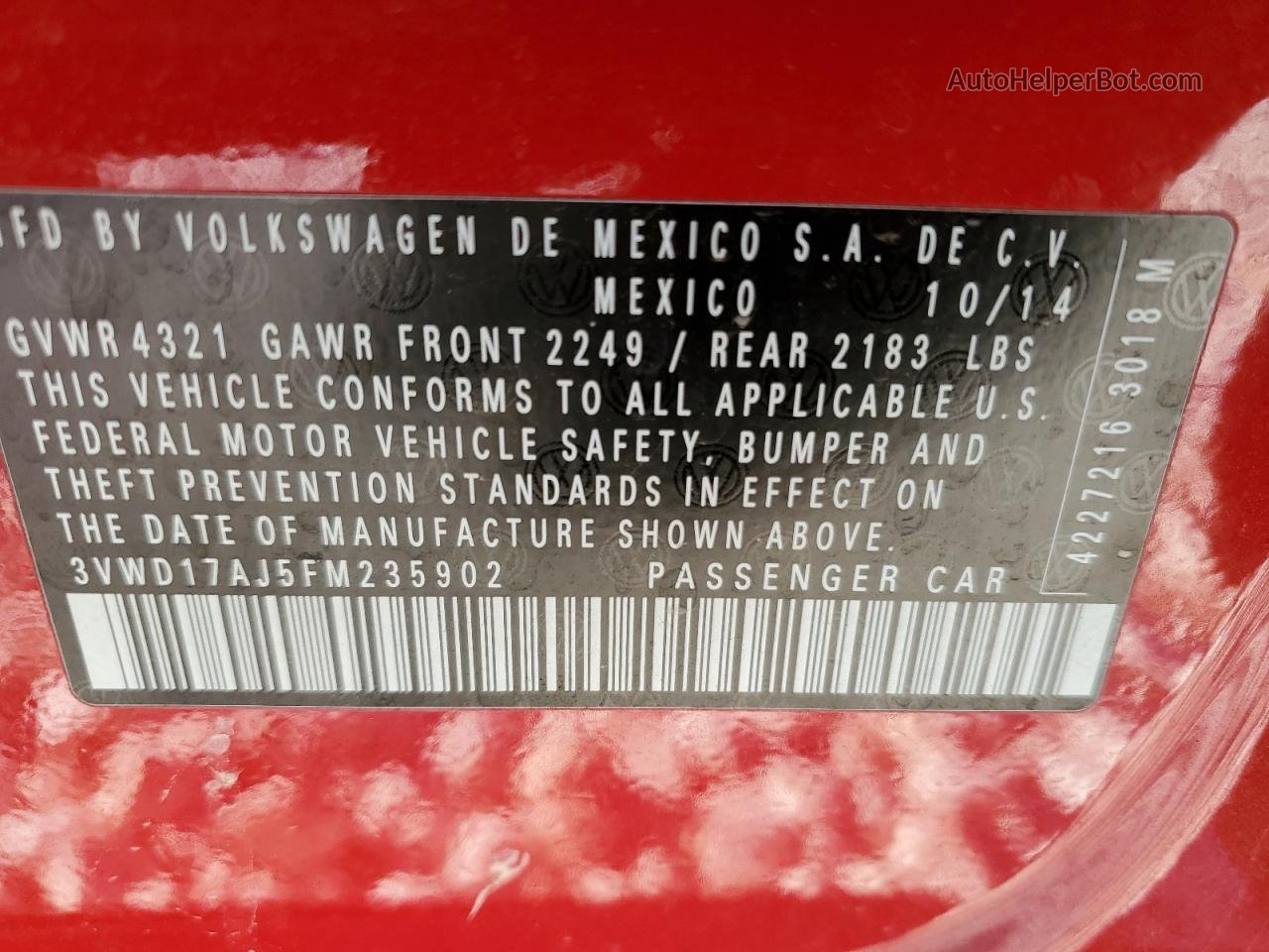 2015 Volkswagen Jetta Se Красный vin: 3VWD17AJ5FM235902