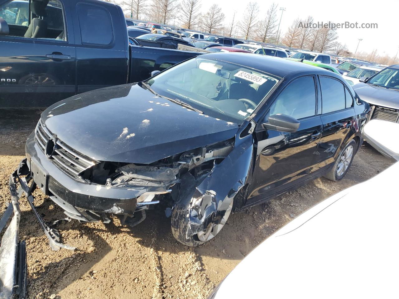 2015 Volkswagen Jetta Se Black vin: 3VWD17AJ6FM256838