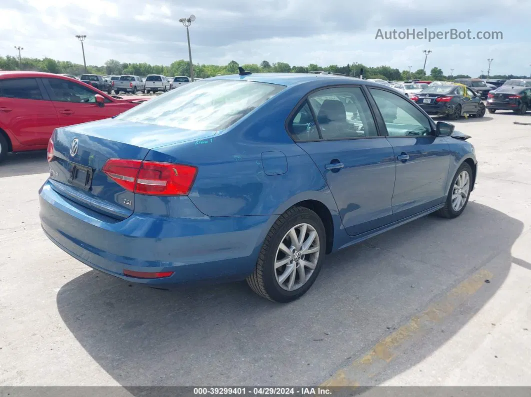 2015 Volkswagen Jetta 1.8t Se Blue vin: 3VWD17AJ6FM265944