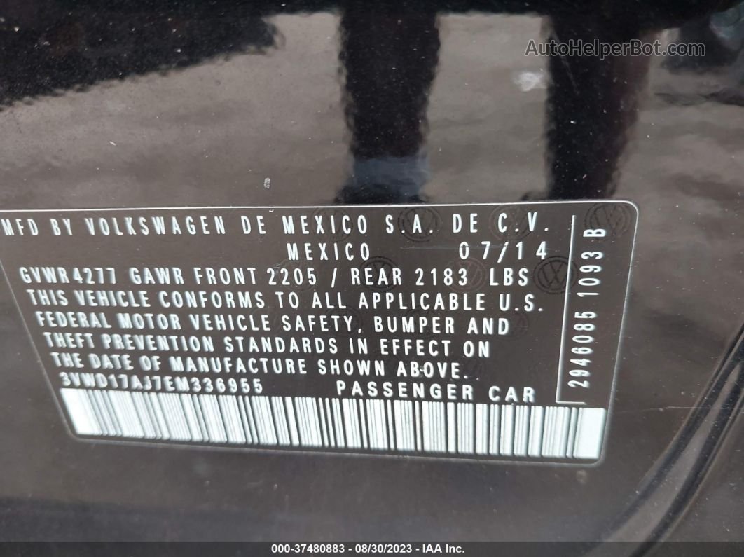 2014 Volkswagen Jetta Sedan Se Черный vin: 3VWD17AJ7EM336955