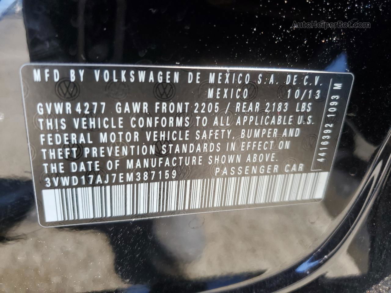 2014 Volkswagen Jetta Se Black vin: 3VWD17AJ7EM387159