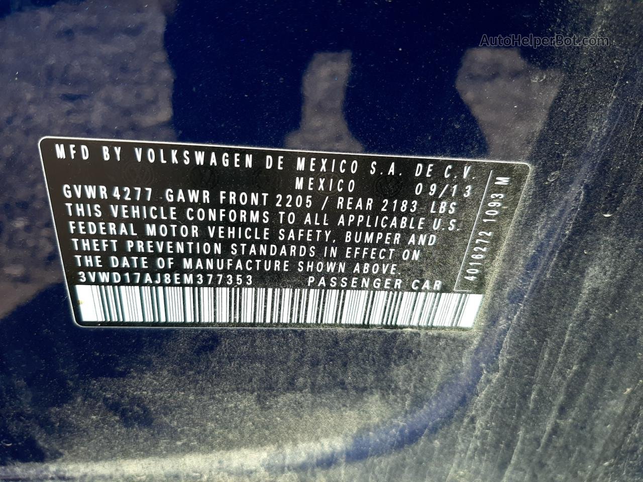 2014 Volkswagen Jetta Se Синий vin: 3VWD17AJ8EM377353