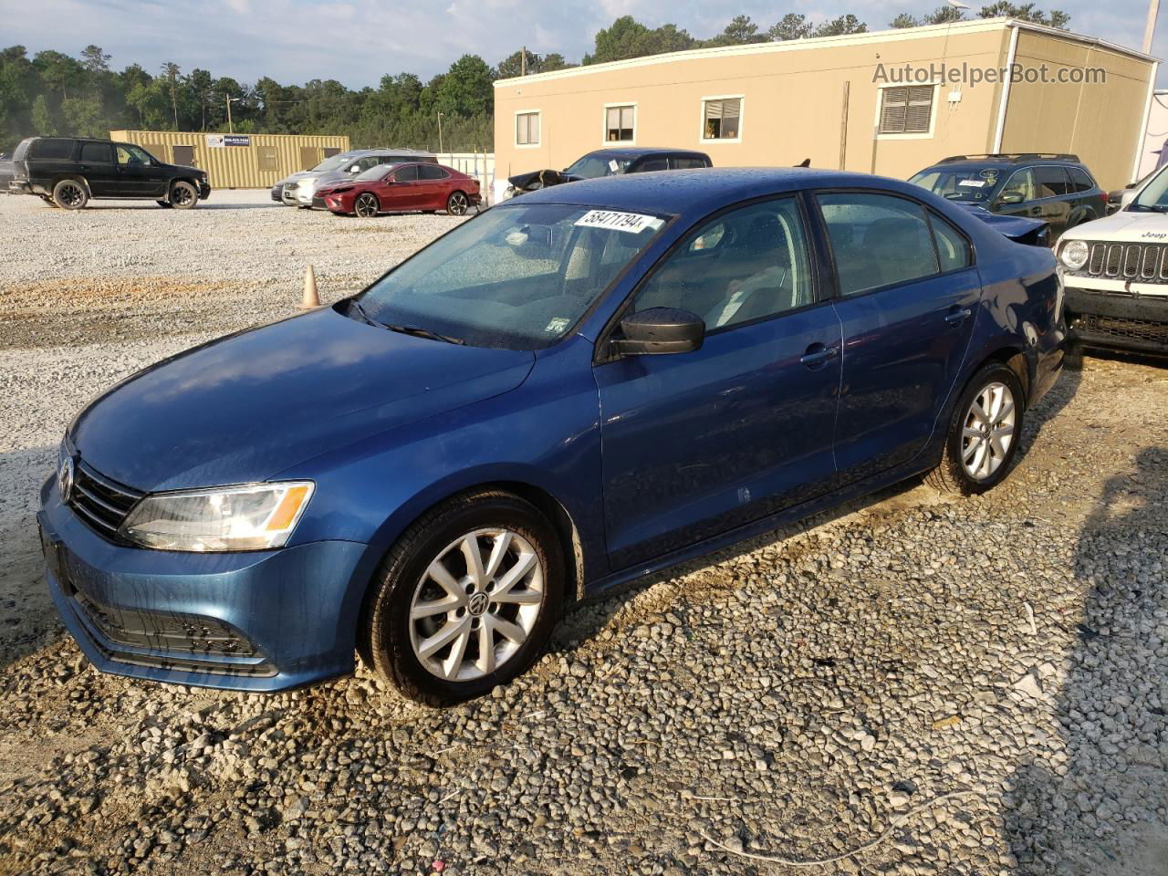 2015 Volkswagen Jetta Se Blue vin: 3VWD17AJ9FM242643