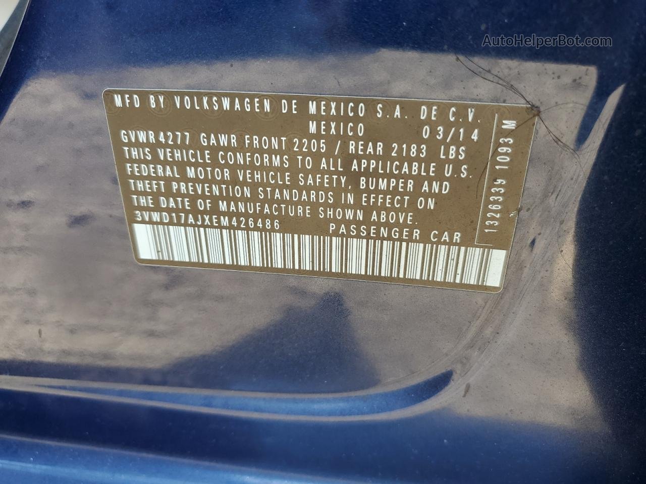 2014 Volkswagen Jetta Se Синий vin: 3VWD17AJXEM426486