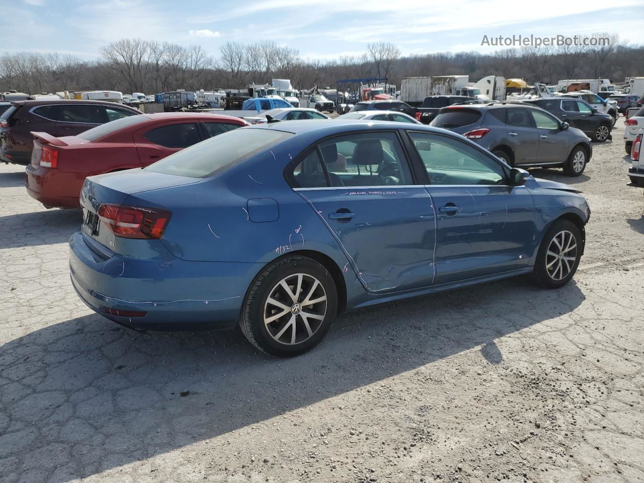 2017 Volkswagen Jetta Se Синий vin: 3VWDB7AJ0HM225648