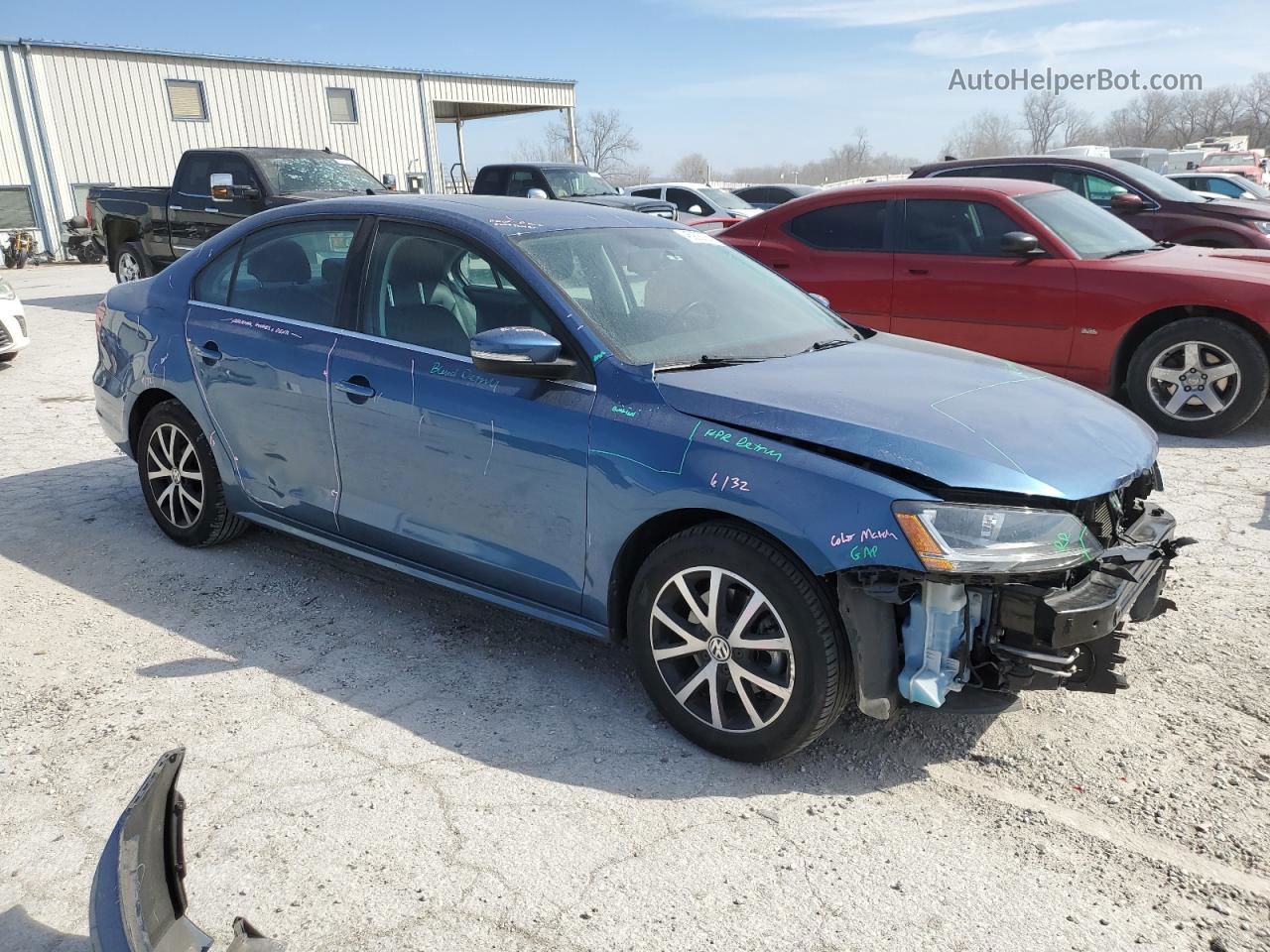 2017 Volkswagen Jetta Se Blue vin: 3VWDB7AJ0HM225648