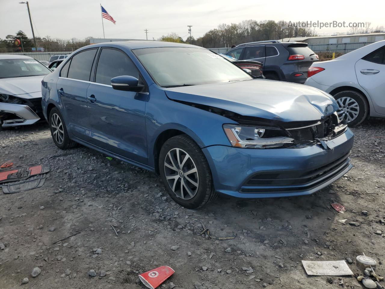 2017 Volkswagen Jetta Se Синий vin: 3VWDB7AJ2HM338887