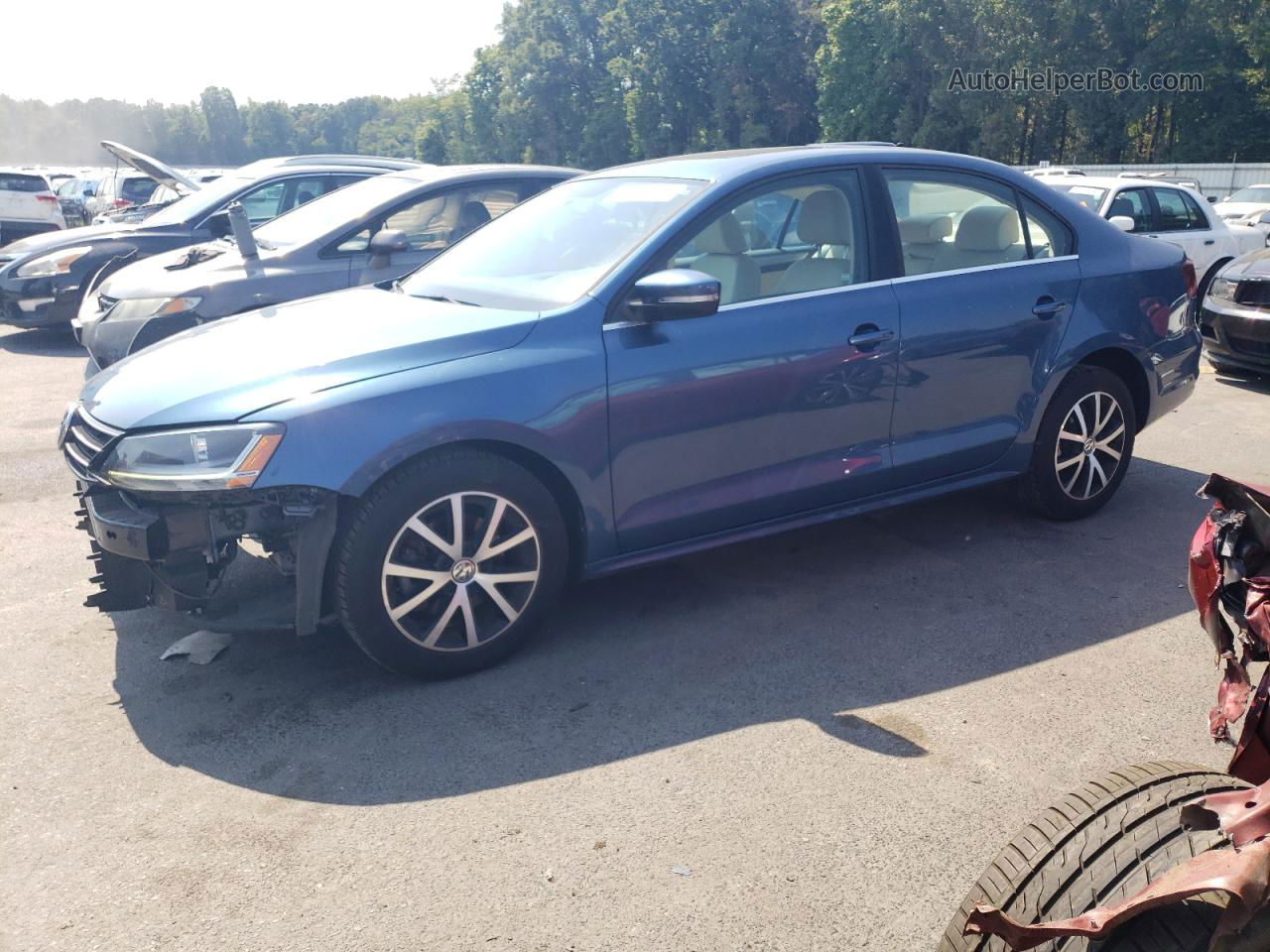 2017 Volkswagen Jetta Se Синий vin: 3VWDB7AJ8HM387561