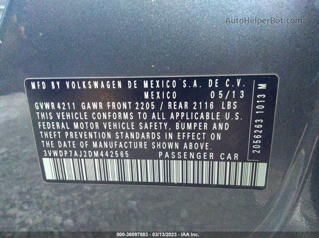 2013 Volkswagen Jetta 2.5l Se Gray vin: 3VWDP7AJ2DM442565