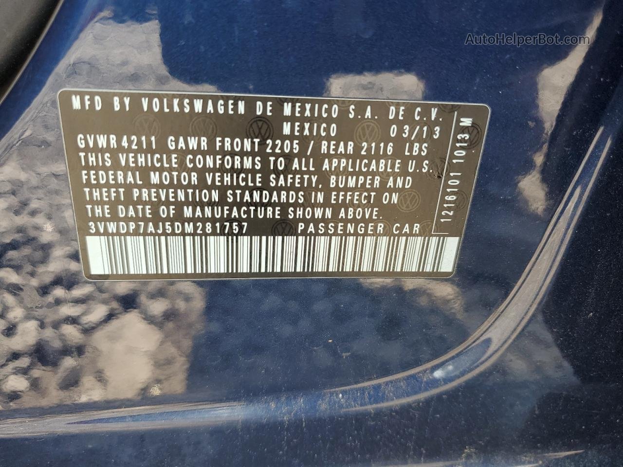 2013 Volkswagen Jetta Se Синий vin: 3VWDP7AJ5DM281757