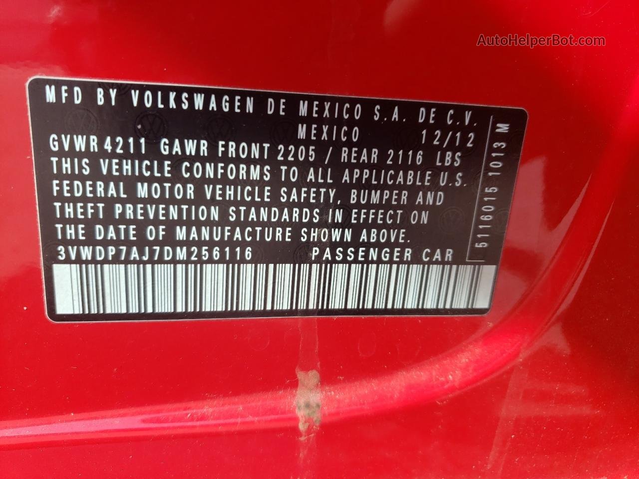 2013 Volkswagen Jetta Se Красный vin: 3VWDP7AJ7DM256116