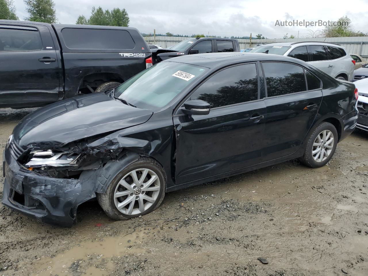 2012 Volkswagen Jetta Se Black vin: 3VWDX7AJ3CM413879