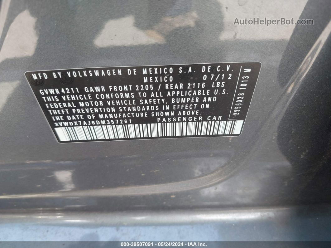 2013 Volkswagen Jetta 2.5l Se Серый vin: 3VWDX7AJ6DM357261