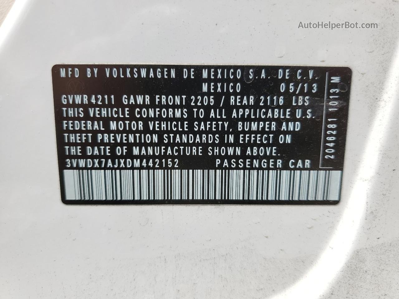 2013 Volkswagen Jetta Se White vin: 3VWDX7AJXDM442152