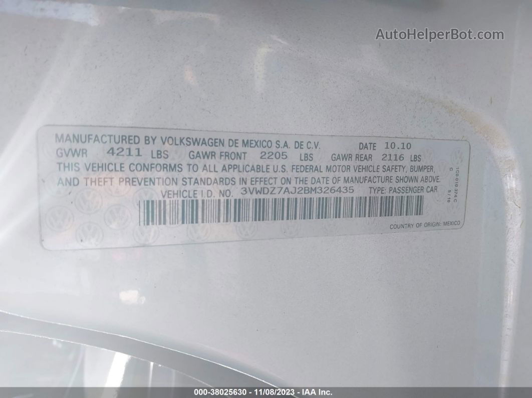 2011 Volkswagen Jetta 2.5l Se Серебряный vin: 3VWDZ7AJ2BM326435