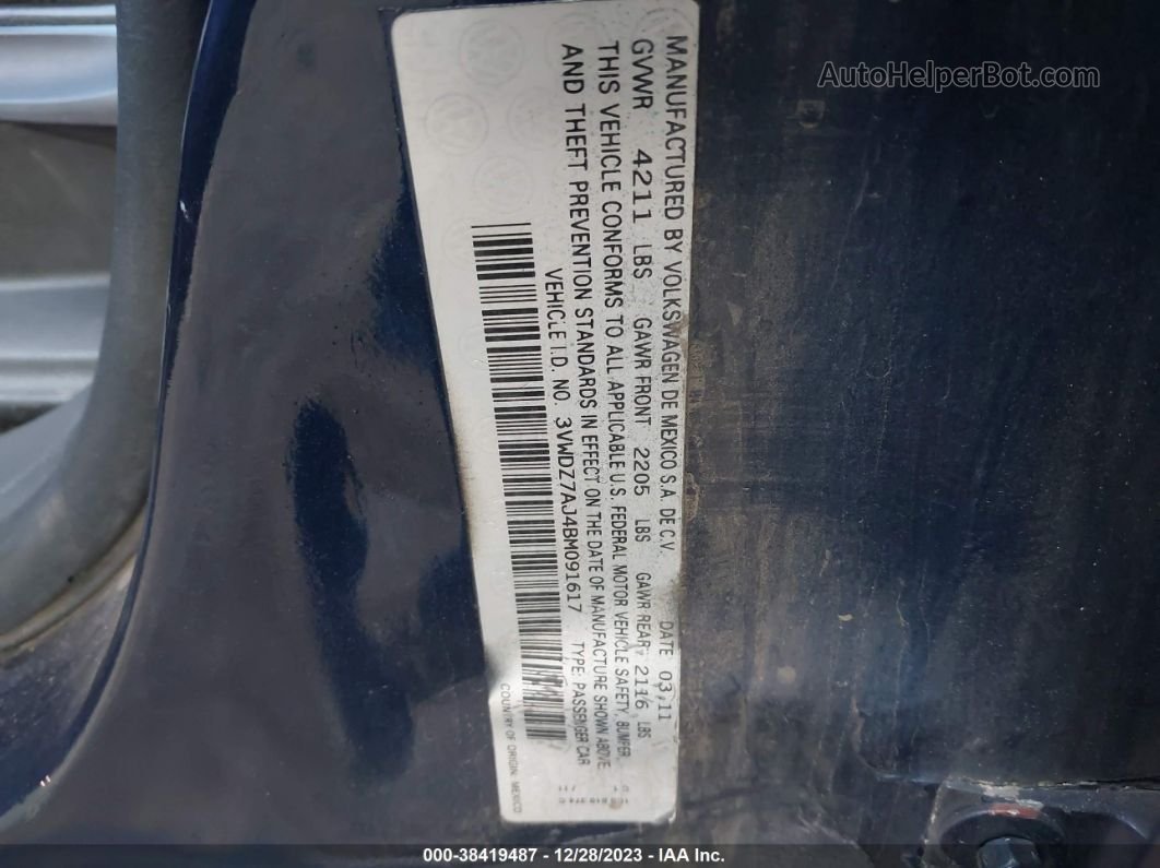 2011 Volkswagen Jetta 2.5l Se Blue vin: 3VWDZ7AJ4BM091617