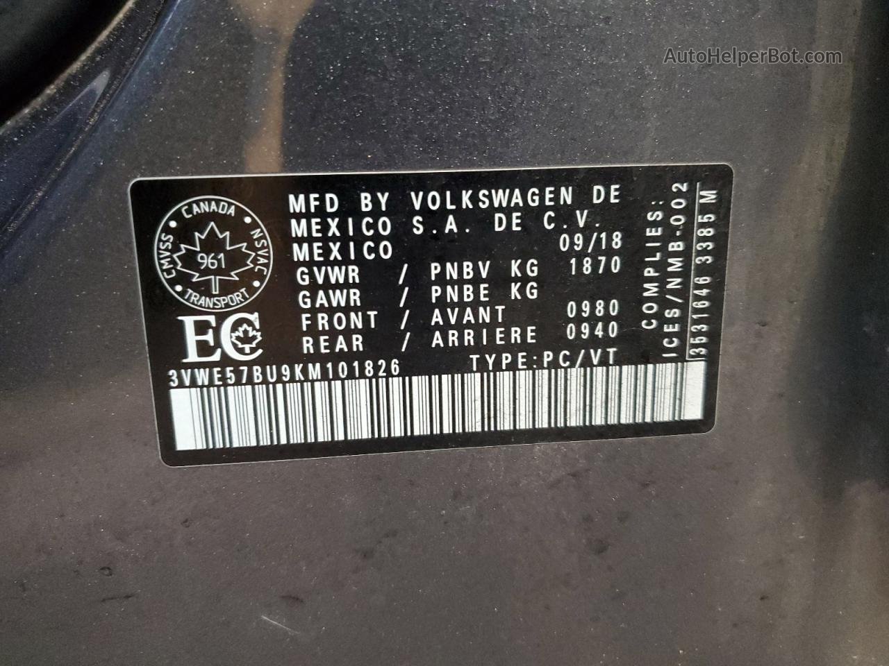 2019 Volkswagen Jetta Sel Серый vin: 3VWE57BU9KM101826