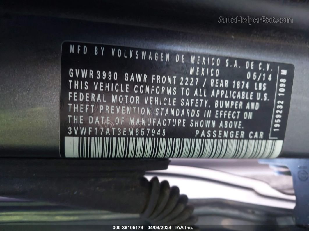 2014 Volkswagen Beetle 1.8t Entry Gray vin: 3VWF17AT3EM657949