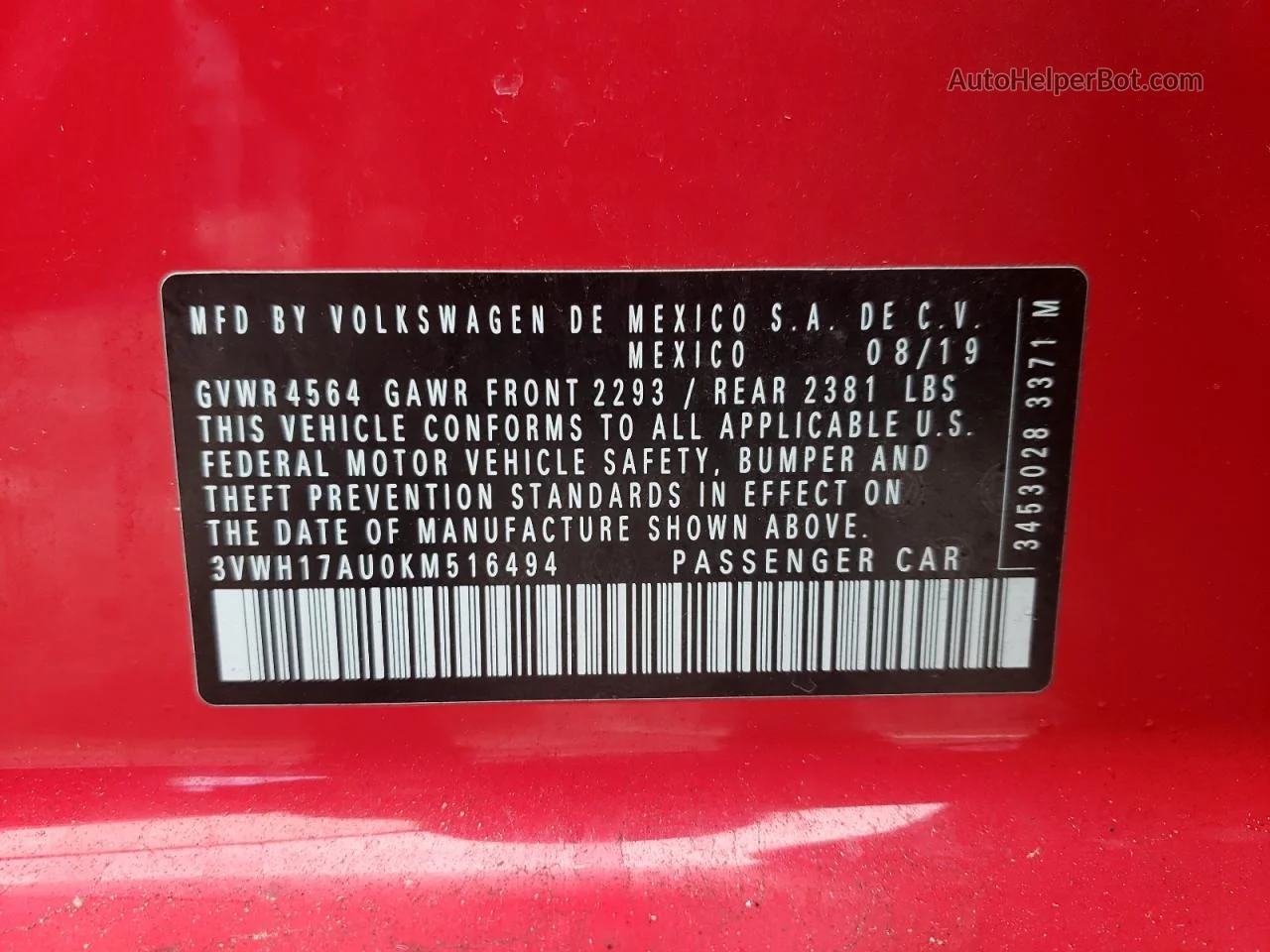 2019 Volkswagen Golf Alltrack S Красный vin: 3VWH17AU0KM516494