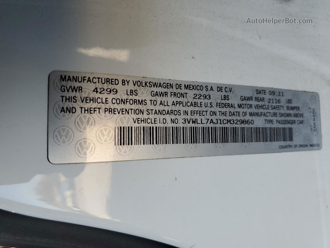 2012 Volkswagen Jetta Tdi White vin: 3VWLL7AJ1CM329860