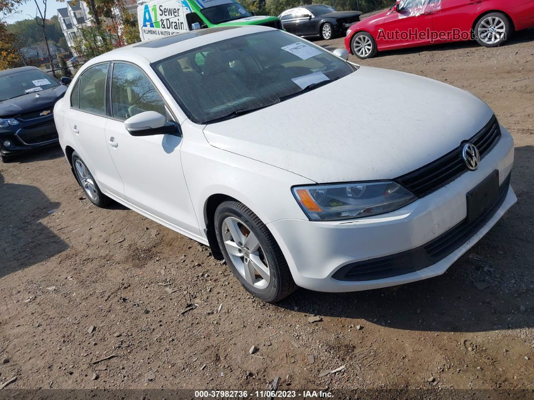 2012 Volkswagen Jetta 2.0l Tdi White vin: 3VWLL7AJ2CM405621