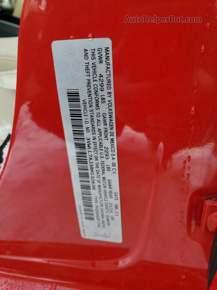 2011 Volkswagen Jetta Tdi Red vin: 3VWLL7AJ3BM132638