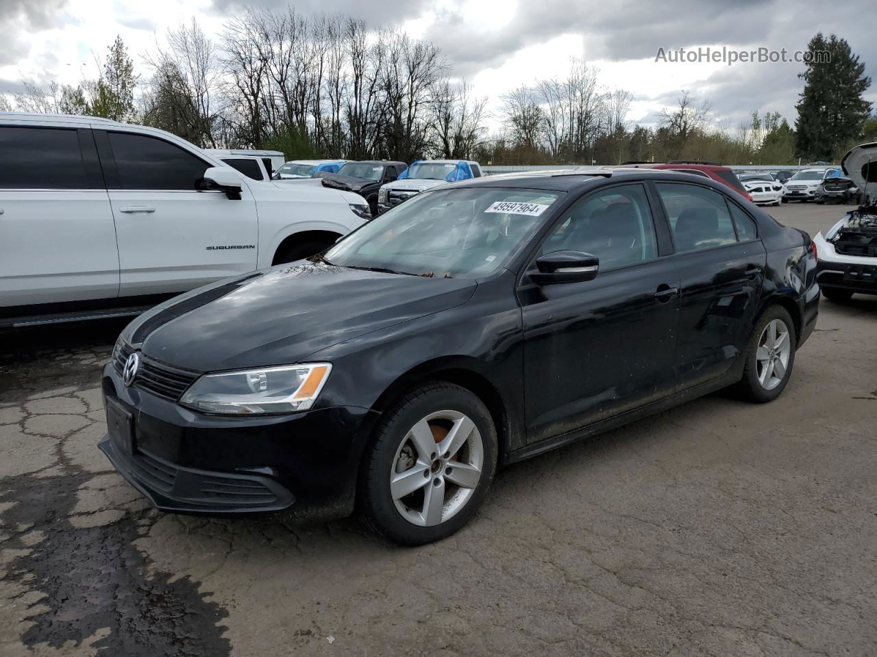 2012 Volkswagen Jetta Tdi Black vin: 3VWLL7AJ5CM424325