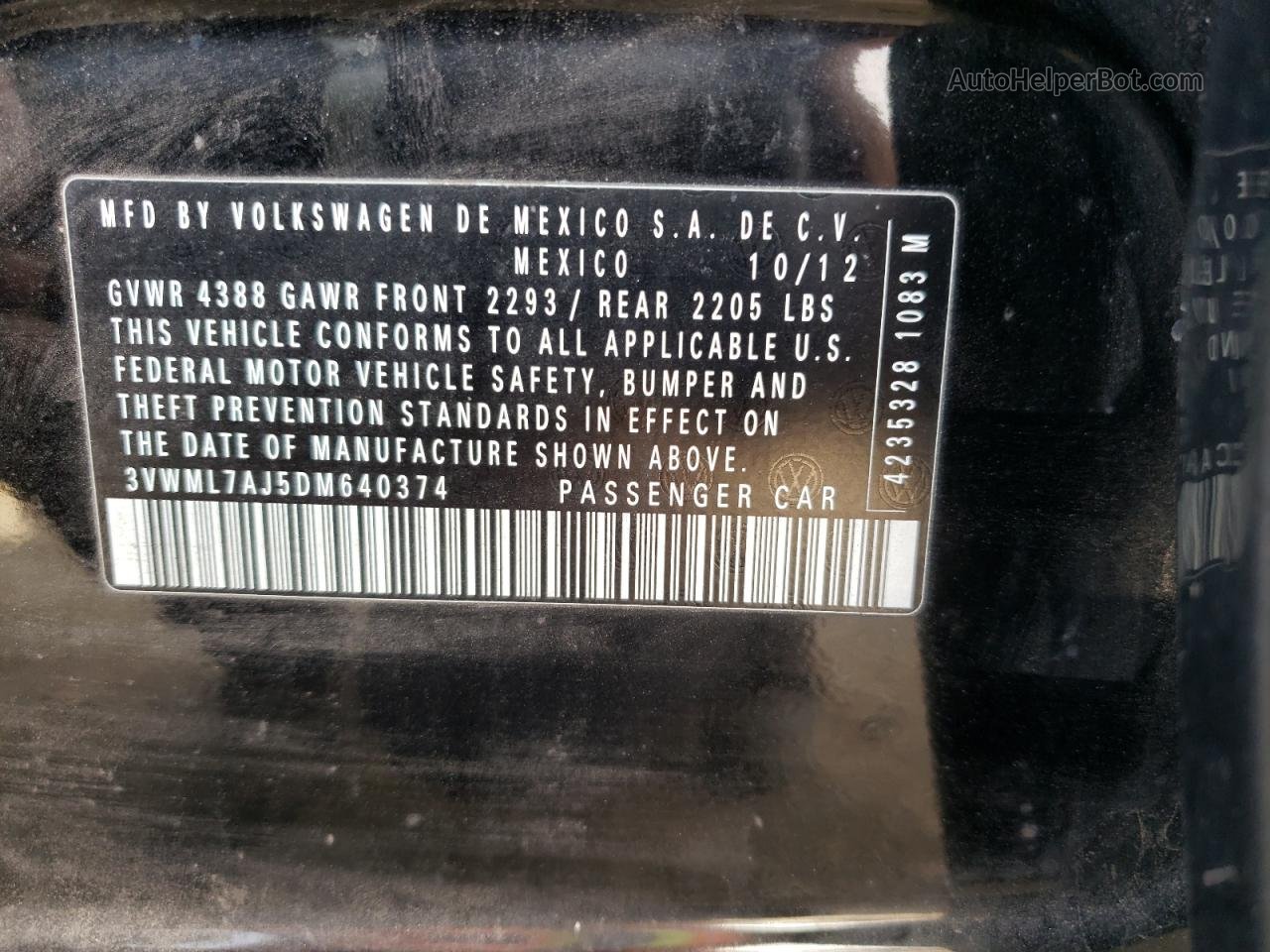 2013 Volkswagen Jetta Tdi Black vin: 3VWML7AJ5DM640374