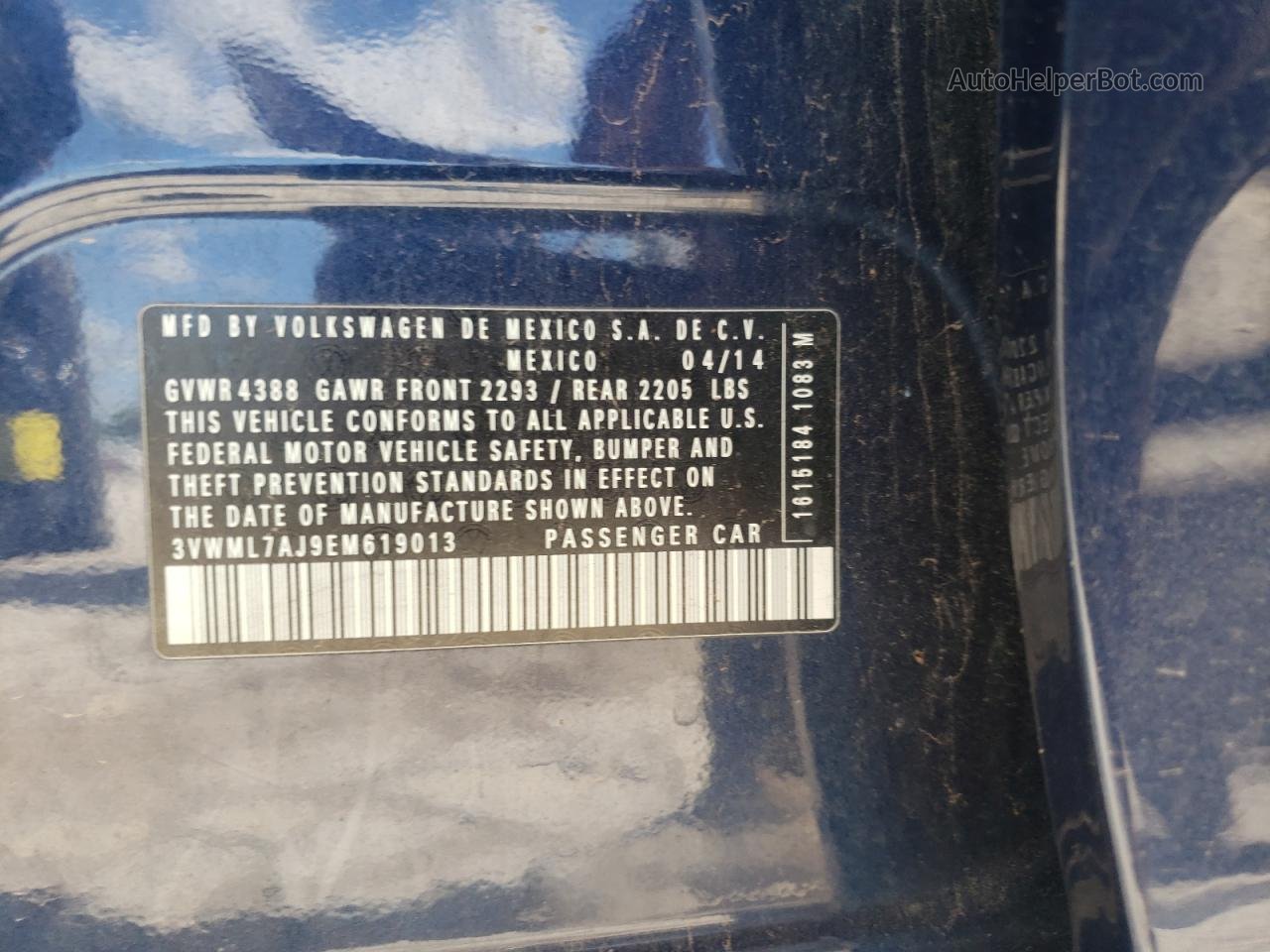 2014 Volkswagen Jetta Tdi Синий vin: 3VWML7AJ9EM619013
