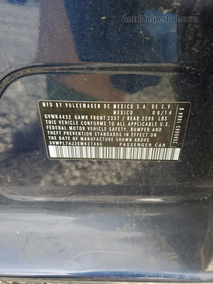 2014 Volkswagen Jetta Tdi Синий vin: 3VWPL7AJ2EM627466