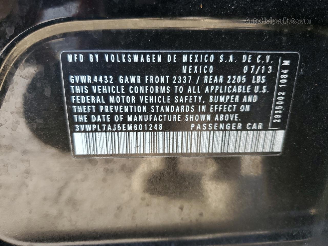 2014 Volkswagen Jetta Tdi Black vin: 3VWPL7AJ5EM601248