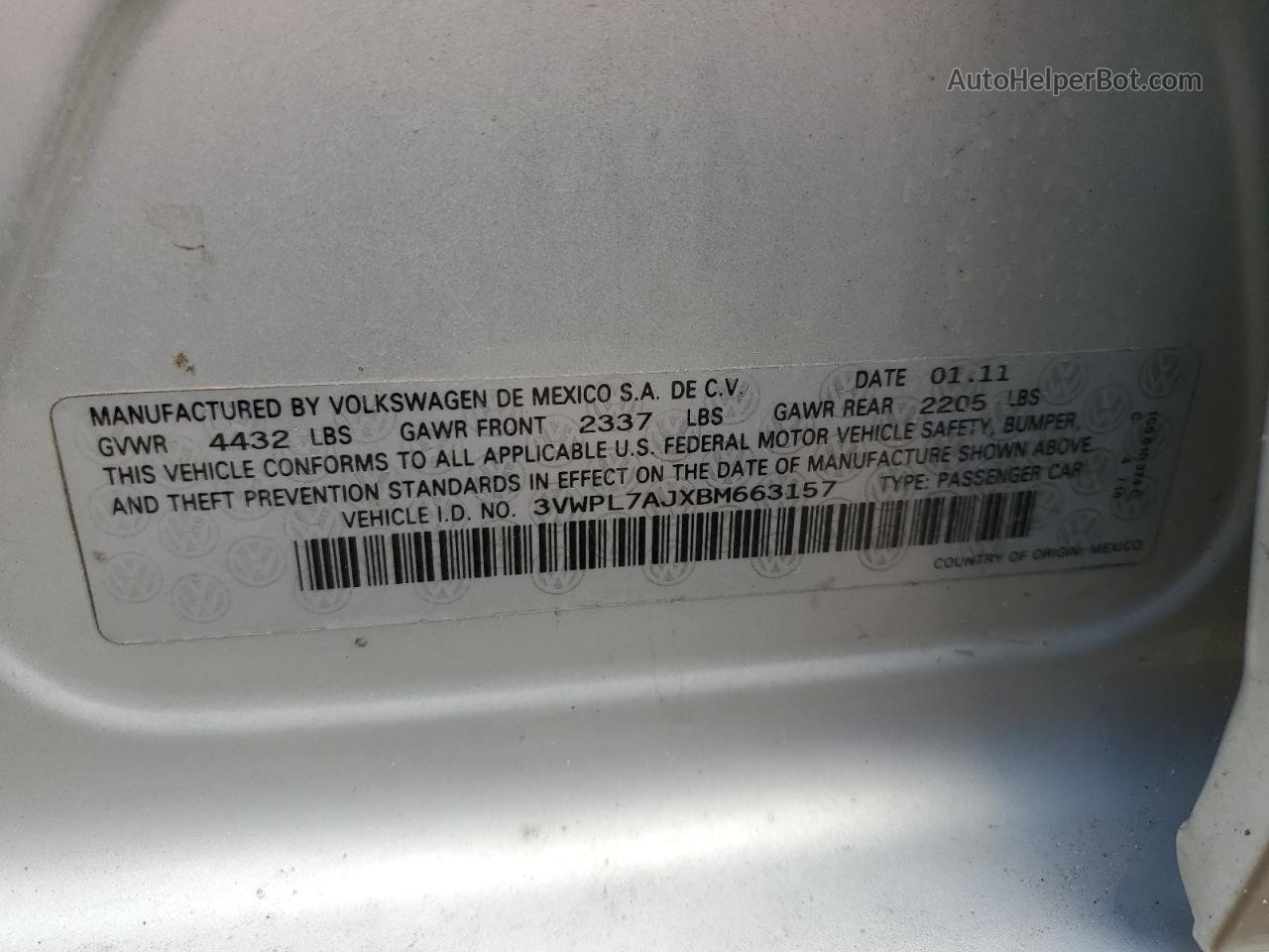 2011 Volkswagen Jetta Tdi Silver vin: 3VWPL7AJXBM663157