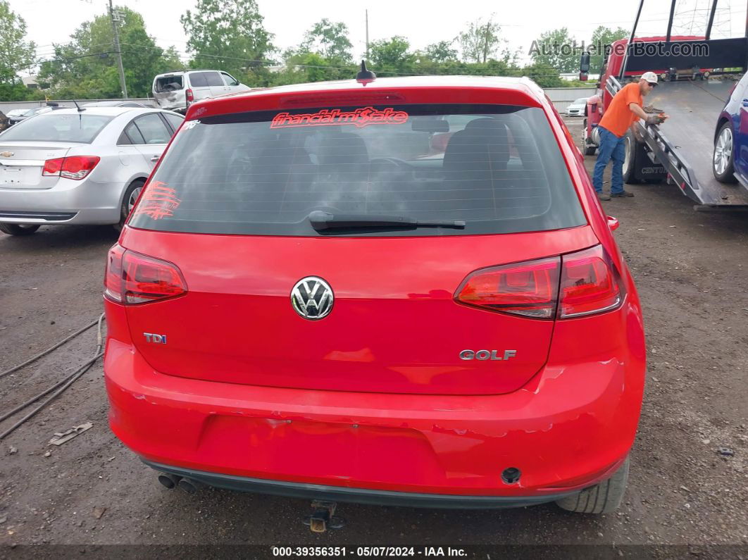 2015 Volkswagen Golf Tdi S 4-door Red vin: 3VWRA7AU9FM046184