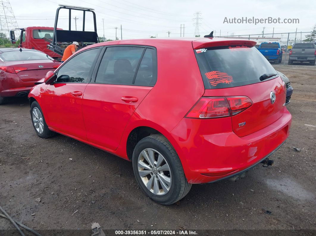 2015 Volkswagen Golf Tdi S 4-door Red vin: 3VWRA7AU9FM046184