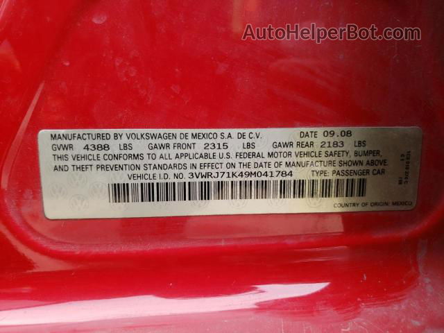 2009 Volkswagen Jetta Wolfsburg Red vin: 3VWRJ71K49M041784