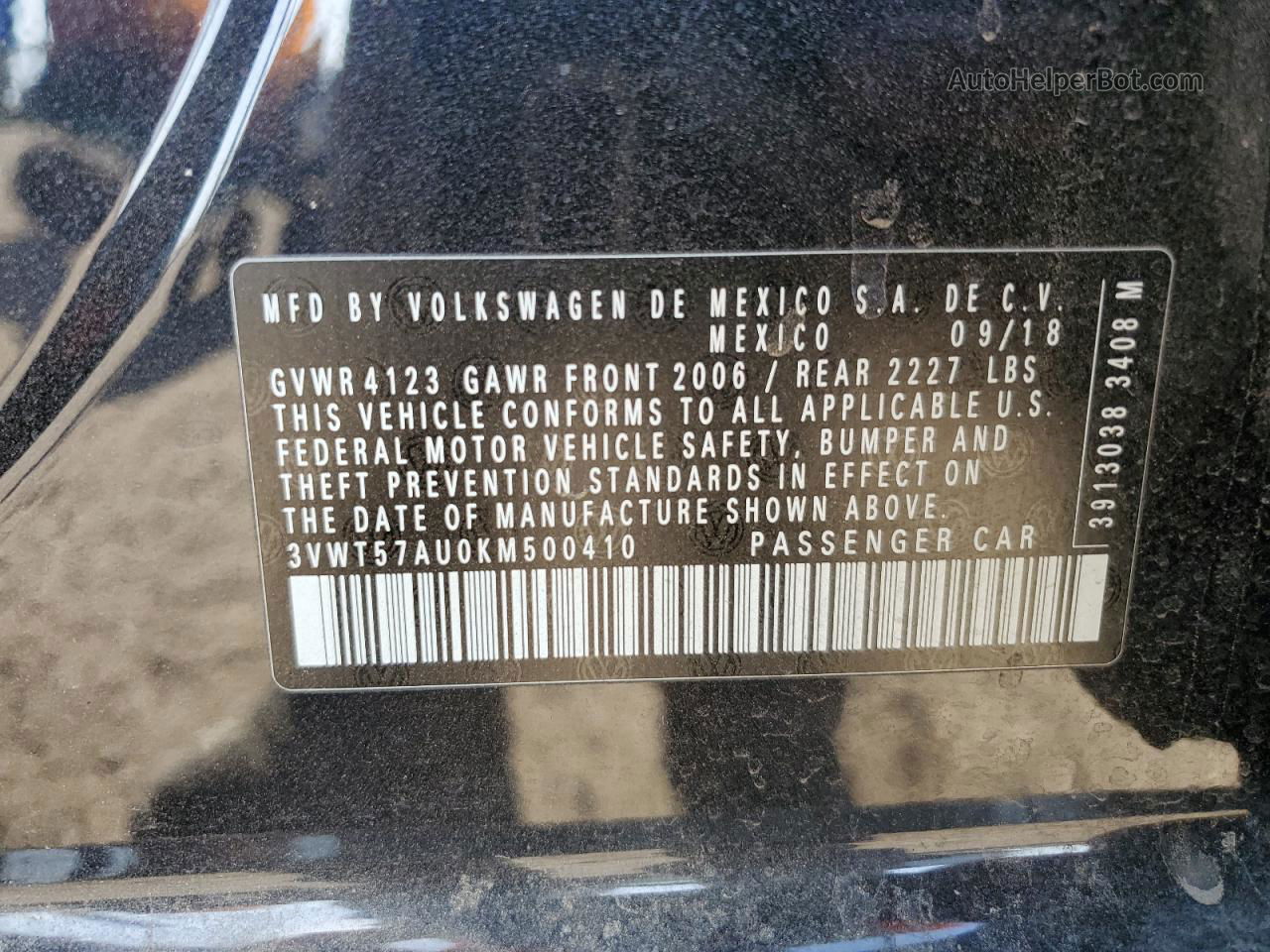 2019 Volkswagen Golf Sportwagen S Черный vin: 3VWT57AU0KM500410