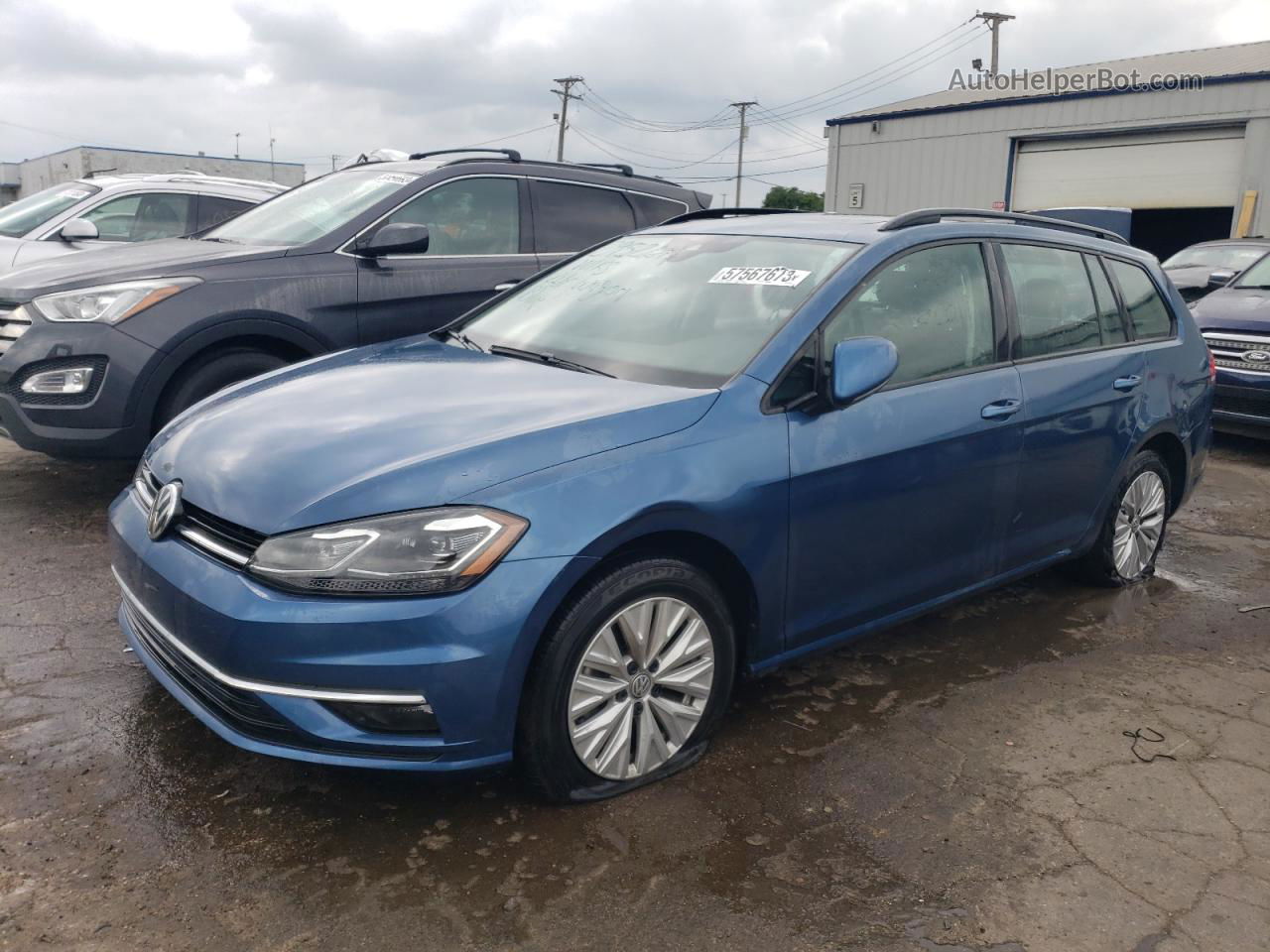 2019 Volkswagen Golf Sportwagen S Blue vin: 3VWY57AU2KM501645